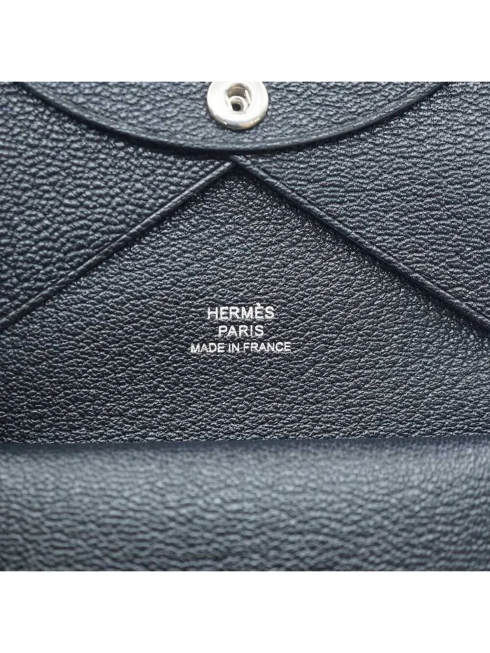 Hermes Calvi Duo Leather Black Silver Coin Case Box